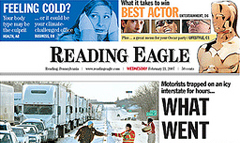 Reading Eagle newspaper front page