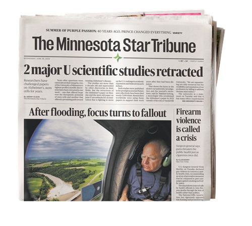 Minnesota Star Tribune newspaper front page